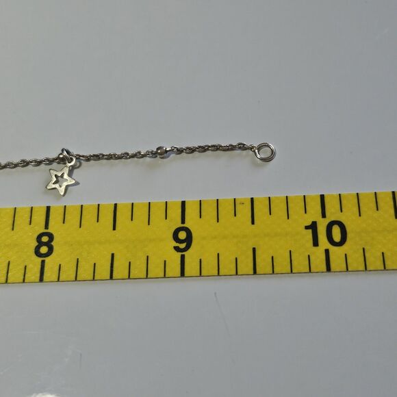 Sterling Silver Dangling Stars Ball Chain Anklet 9.5" - Picture 7 of 13